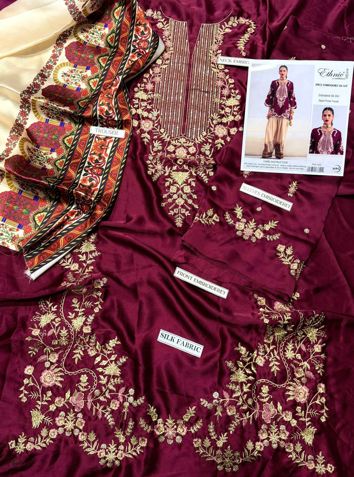 ETHNIC 2 Pc Emb Silk