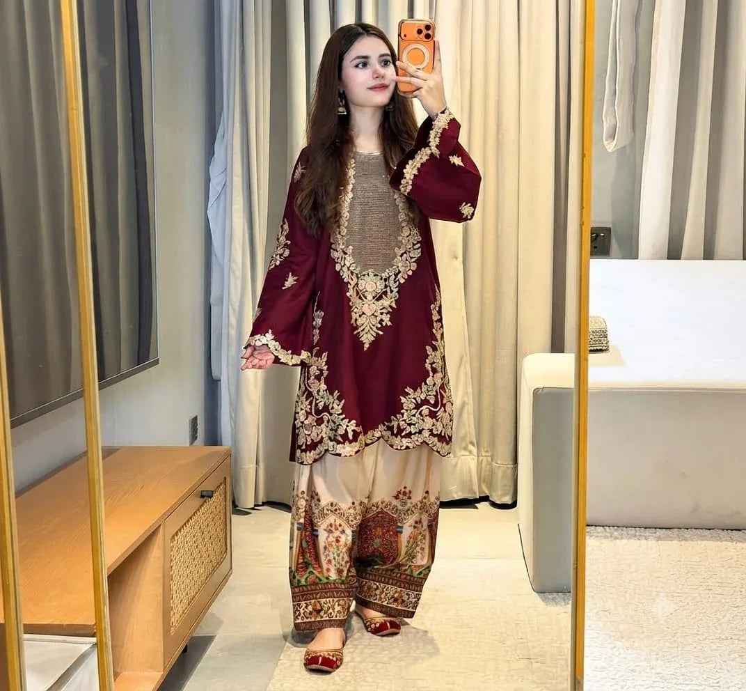 ETHNIC 2 Pc Emb Silk