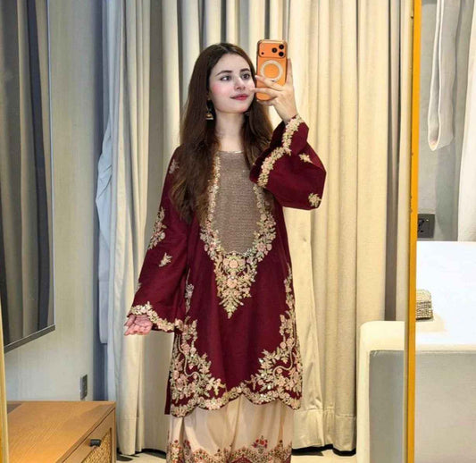 ETHNIC 2 Pc Emb Silk