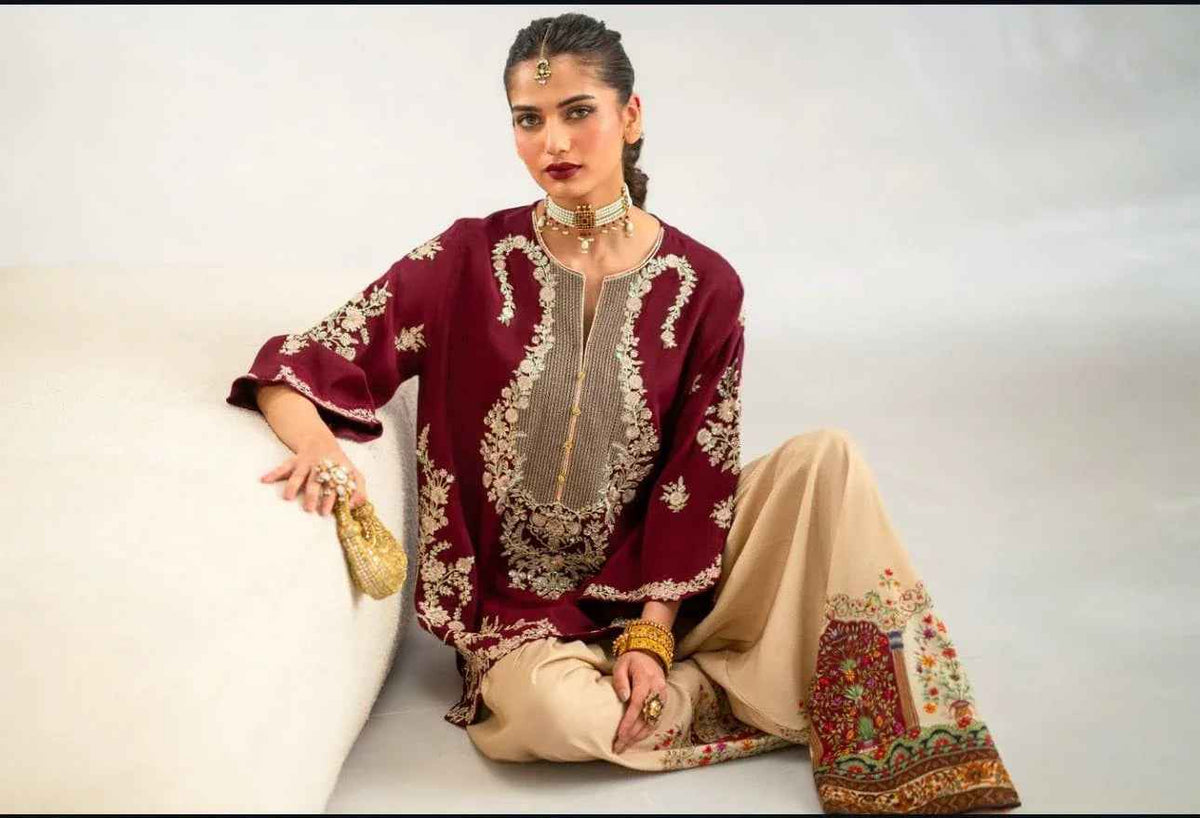 ETHNIC 2 Pc Emb Silk