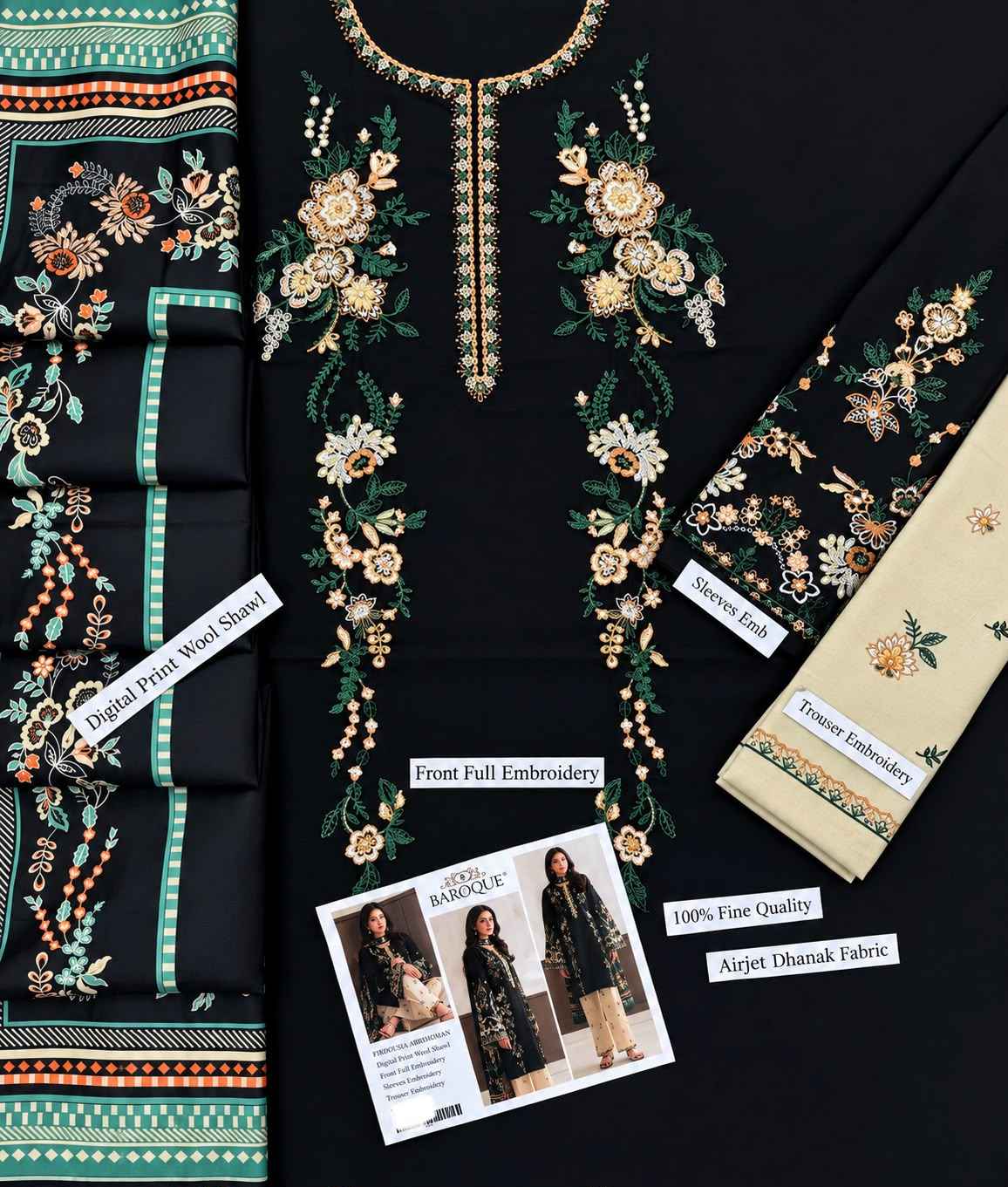 Baroque 3 Pc Emb Dhanak Article